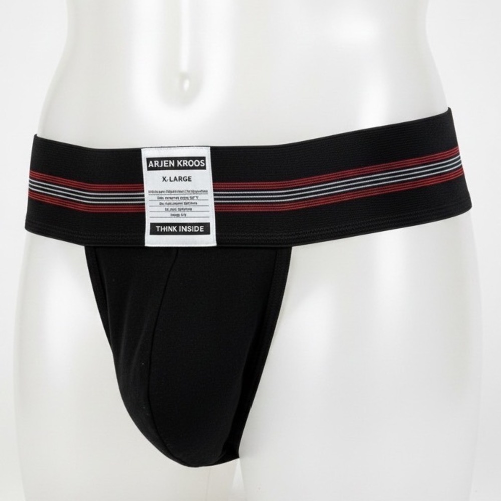 Arjen Kroos Mens Jockstrap Black Striped Elastic Waistband XL NWOT